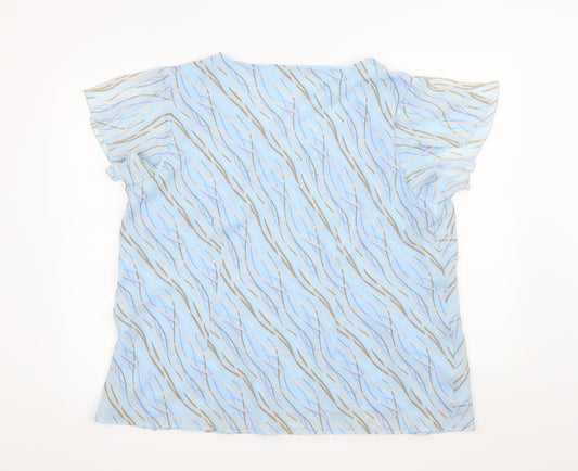 Classics Womens Blue Geometric Basic Blouse Size 20