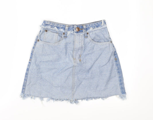 Womens UK Size 6 Boohoo A-Line Denim Skirt