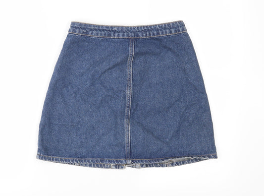 Denim & Co. Womens Blue Denim A-Line Set Size 8