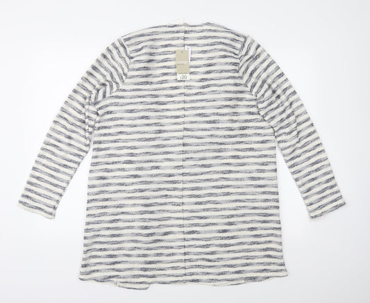George Womens Blue Striped Knit Jacket Size 14