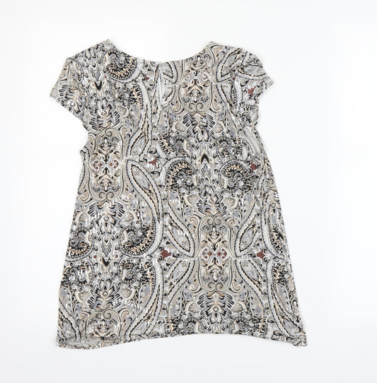 F&F Womens Ivory Paisley Basic T-Shirt Size 6