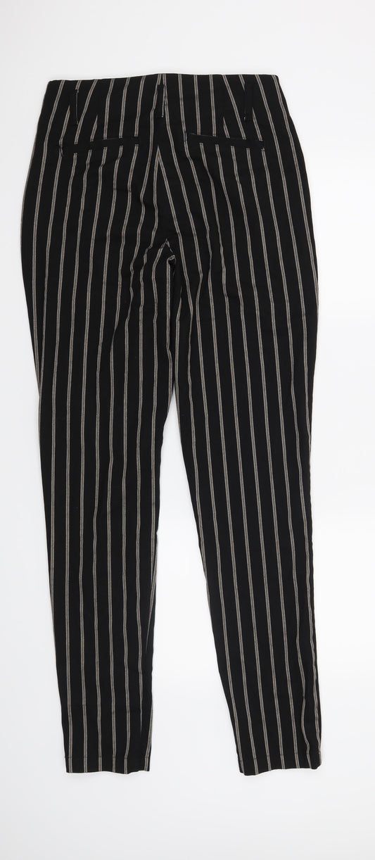 NEXT Womens Black Striped Trousers Size 8 L32 in