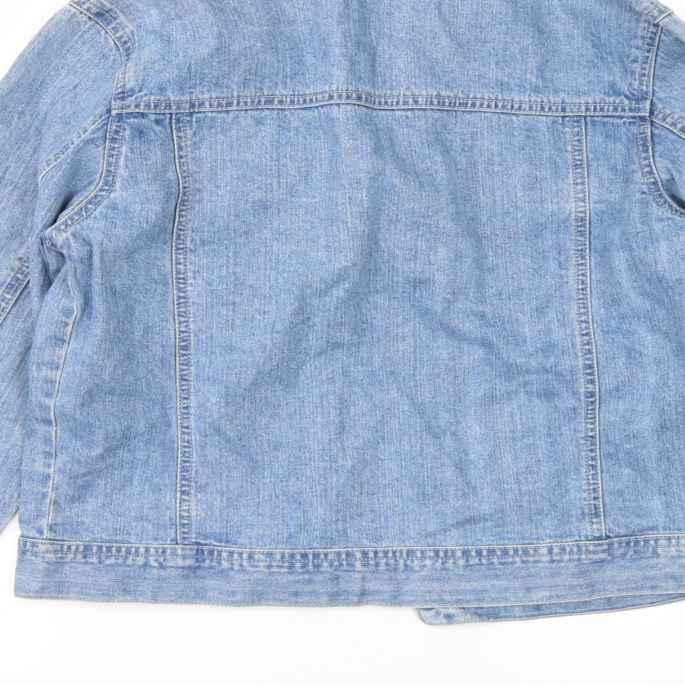 George Womens Blue Denim Overcoat Coat Size S