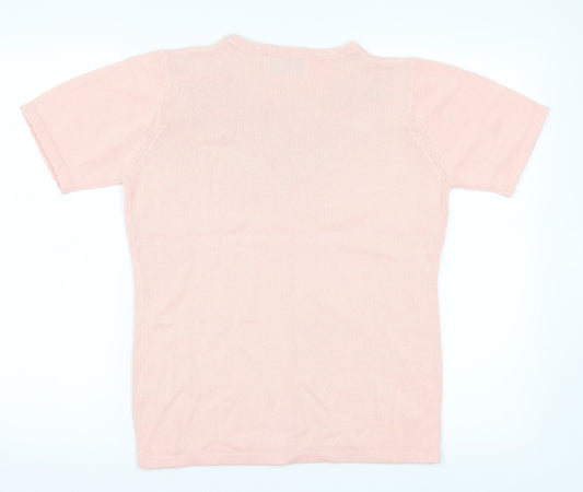 EWM Womens Pink Floral Basic T-Shirt Size S