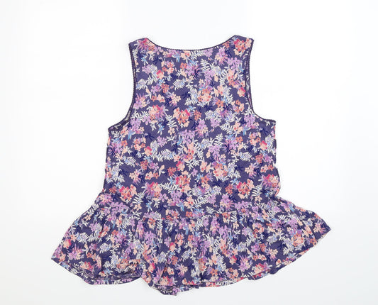 Per Una Womens Purple Floral Basic Tank Size 12