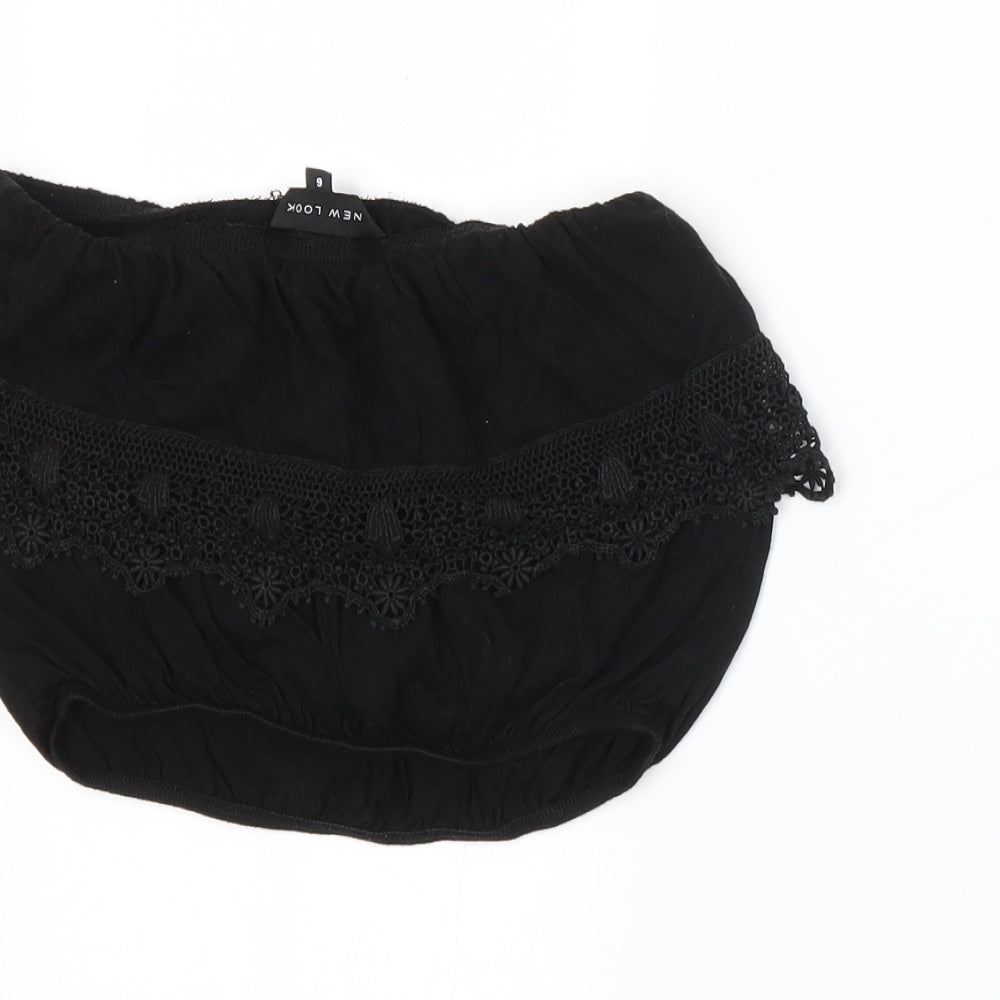 Womens UK Size 8 New Look Black Wrap Tank