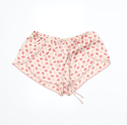 H&M Womens Beige Spotted Hot Pants Shorts Size S