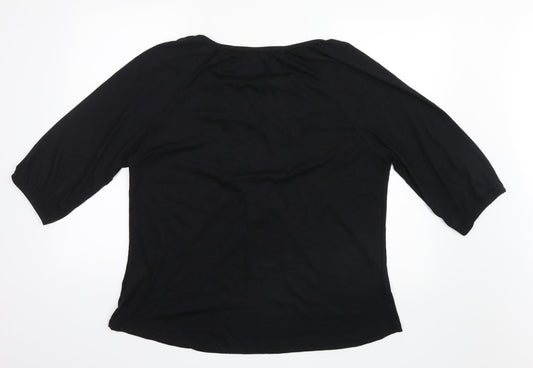 Womens UK Size XL Yessica Black Basic Blouse
