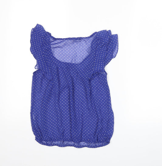 Zara Womens Blue Polka Dot Basic Blouse Size XS