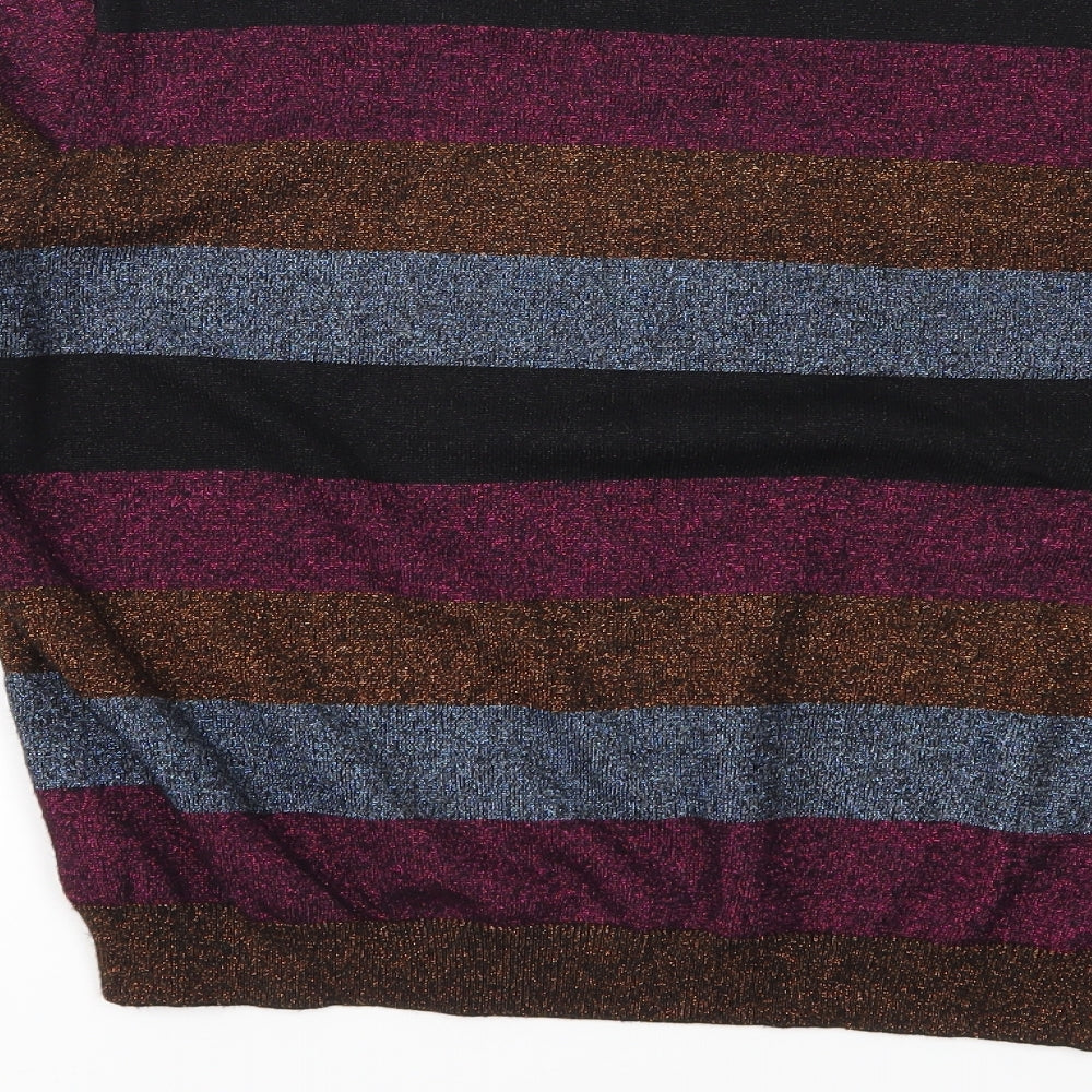 QED London Womens Multicoloured Striped Knit Pullover Jumper Size L