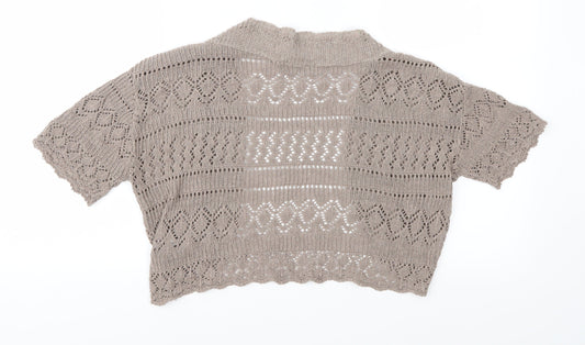 Whisper Womens Brown Knit Shrug Jumper Size M
