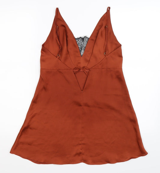 ASOS Womens Brown Satin Basic Tank Size S