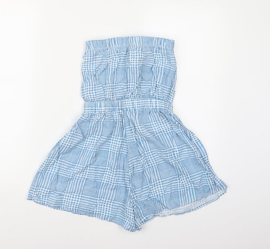 New Look Womens Blue Check  Playsuit One-Piece Size 8 L3 in