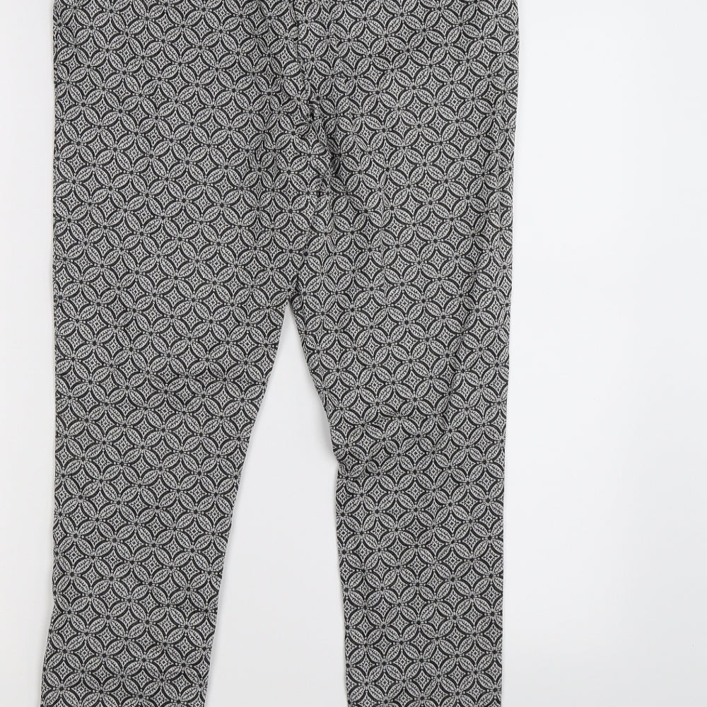 TU Womens Grey Floral Capri Trousers Size 12 L27 in