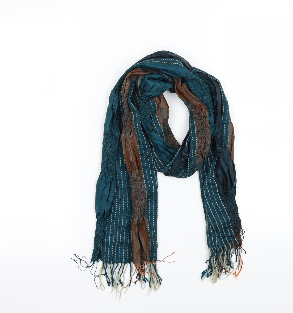 Front view of Preworn unisex multicoloured geometric scarf