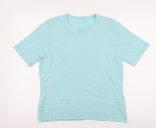 Preworn Womens Blue Knit Basic T-Shirt Size 14