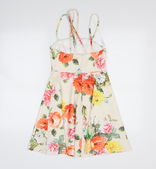 New Look Womens White Floral A-Line Size 6