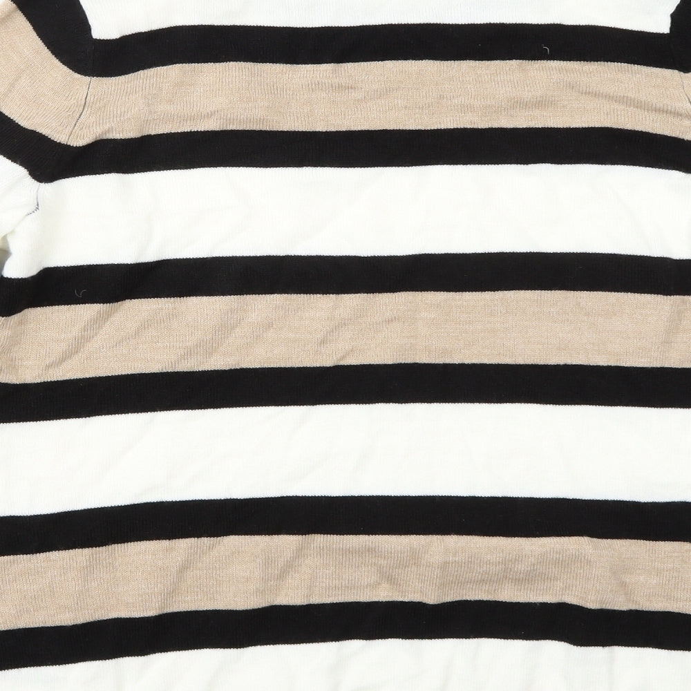 Papaya Womens Beige Striped Basic T-Shirt Size 16