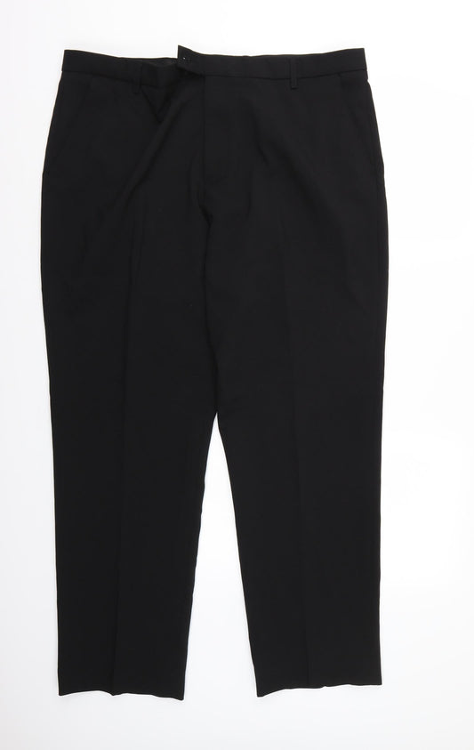 Womens UK Size 40 George Regular Fit Black Trousers