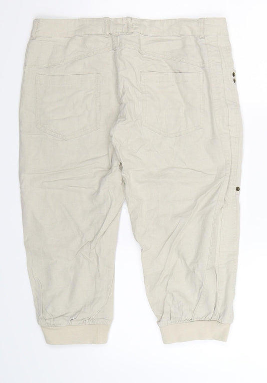 Womens UK Size 32 in VERO MODA Regular Fit Cropped Beige Trousers