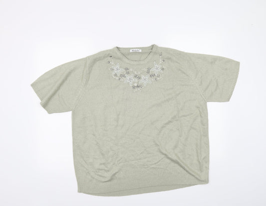 Womens UK Size 14 Berkertex Green Basic T-Shirt