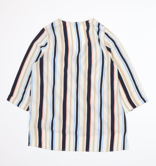 New Look Womens Multicoloured Striped Basic Blouse Size 8