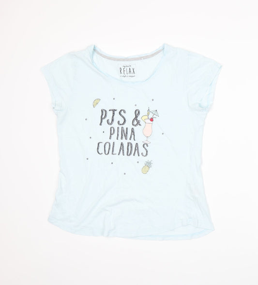 Womens UK Size 12 Peacocks Blue Basic T-Shirt
