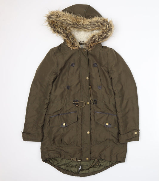 Womens UK Size 6 Dorothy Perkins Green Parka Coat