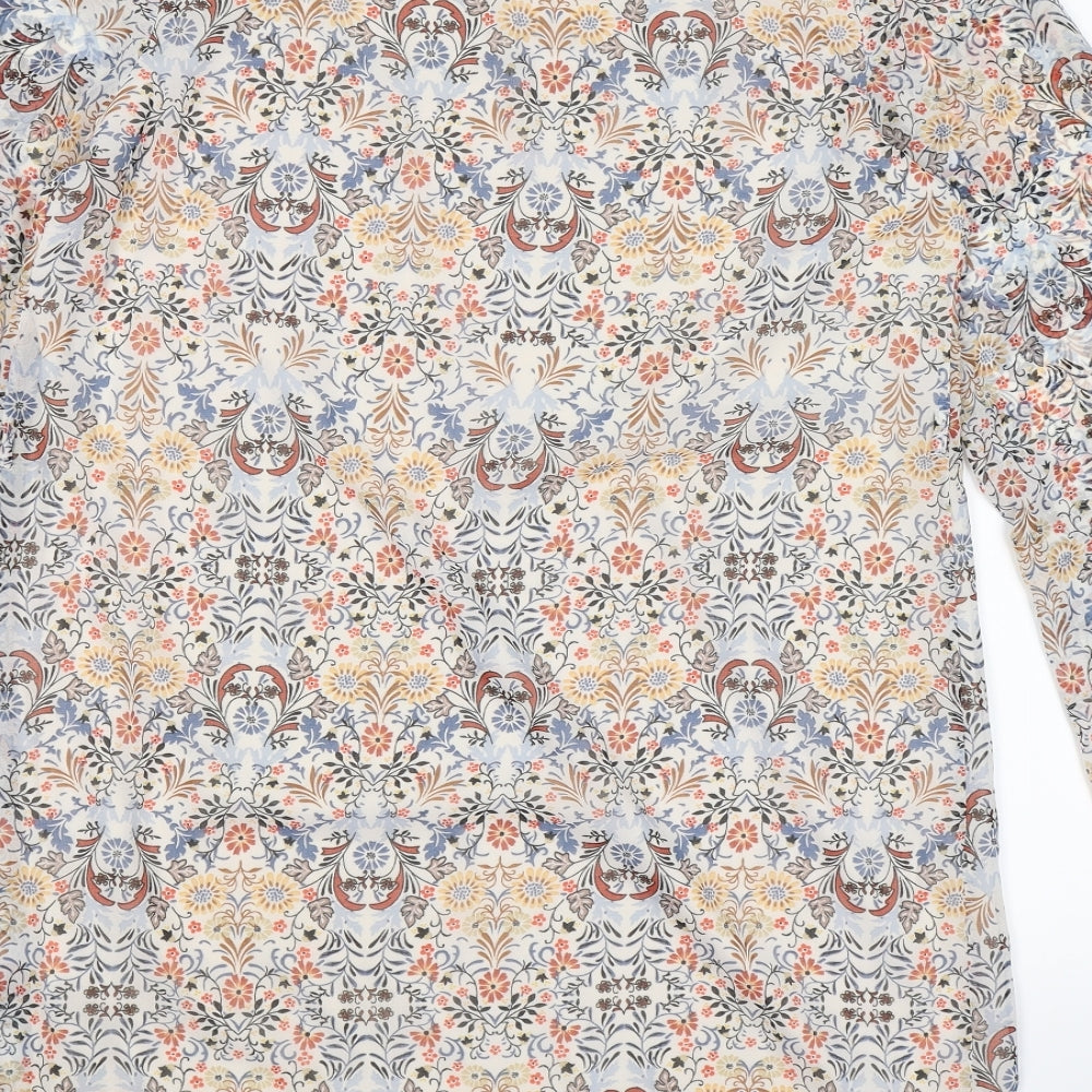 Atmosphere Womens White Floral Chiffon Shirt Dress Size 12