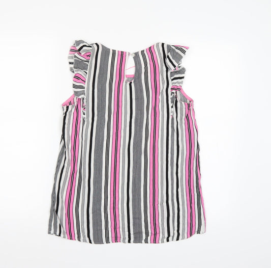 TU Womens Pink Striped Basic Blouse Size 8 - Frill Sleeve