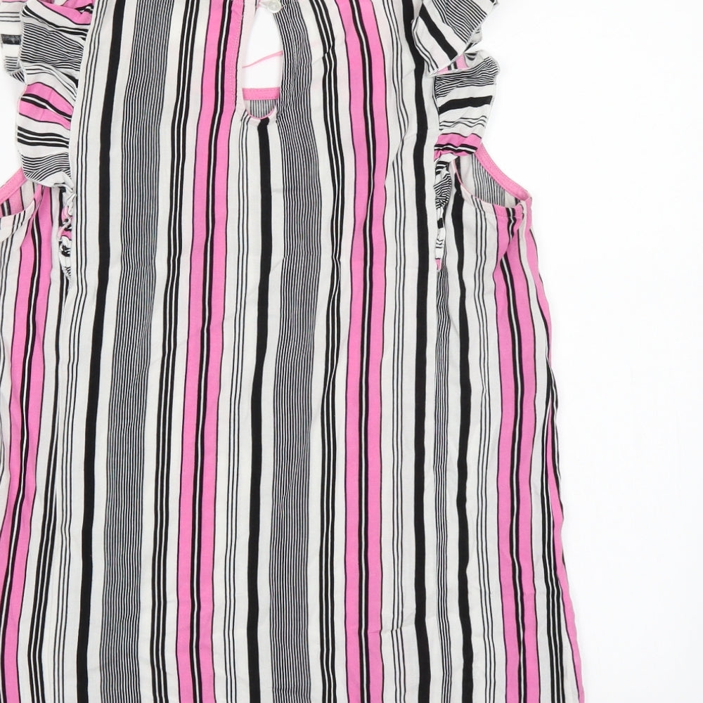 TU Womens Pink Striped Basic Blouse Size 8 - Frill Sleeve