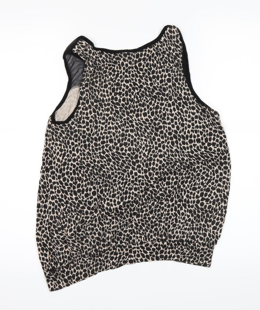 Peacocks Womens Black Animal Print Basic T-Shirt Size 12