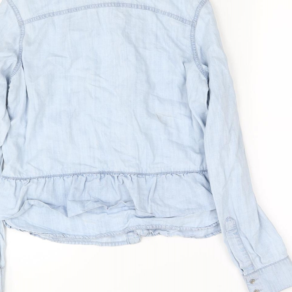 Womens UK Size 8 NEXT Blue Basic Button-Up