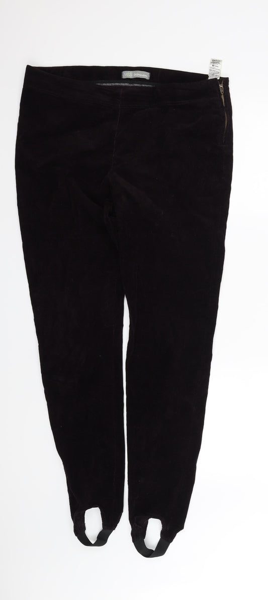 Womens UK Size 14 m&s Regular Fit Purple Trousers