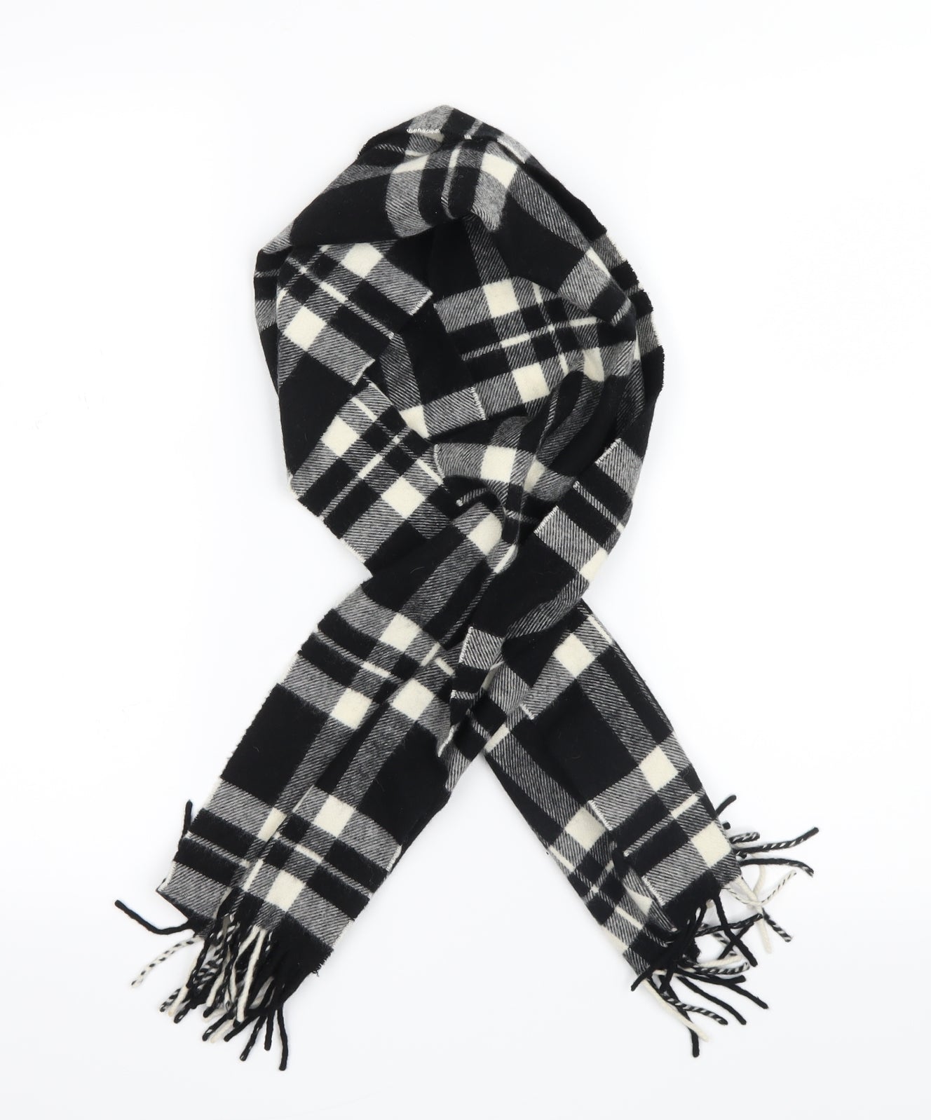 Preworn Womens Black Check Knit Scarf