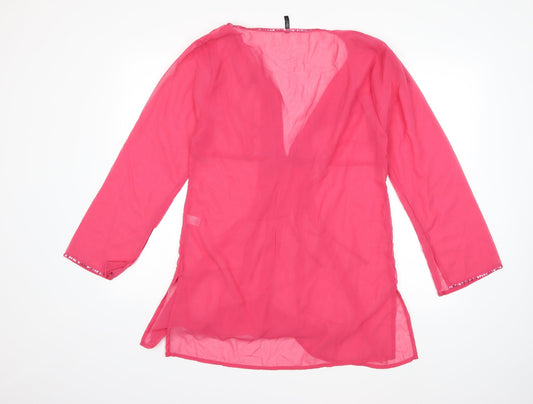 Ethel Austin Womens Pink Kimono Blouse Size M