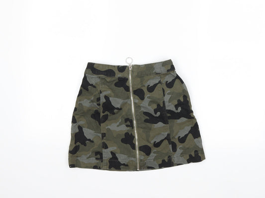 H&M Womens Grey Camouflage Denim Mini Skirt Size 6