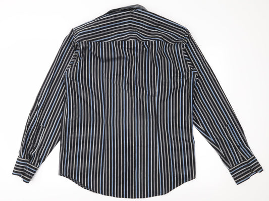 Redhering Mens Black Striped Button-Up Size 15.5