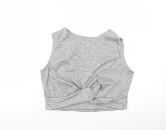 SHEIN Womens Grey Cropped Tank Size M - Tie Front