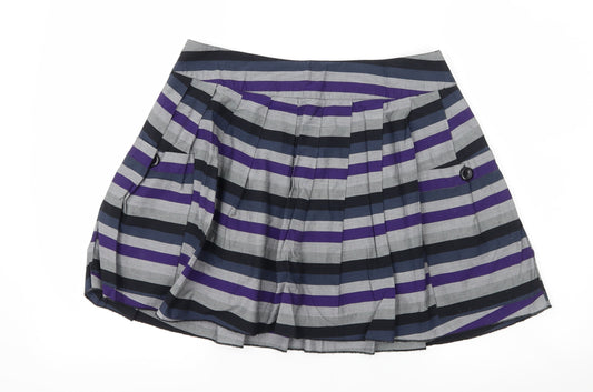 XX Womens Grey Striped Pleated Skirt Size 10
