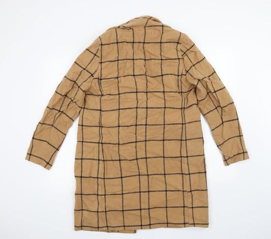 New Look Womens Beige Check Jacket Coat Size 10