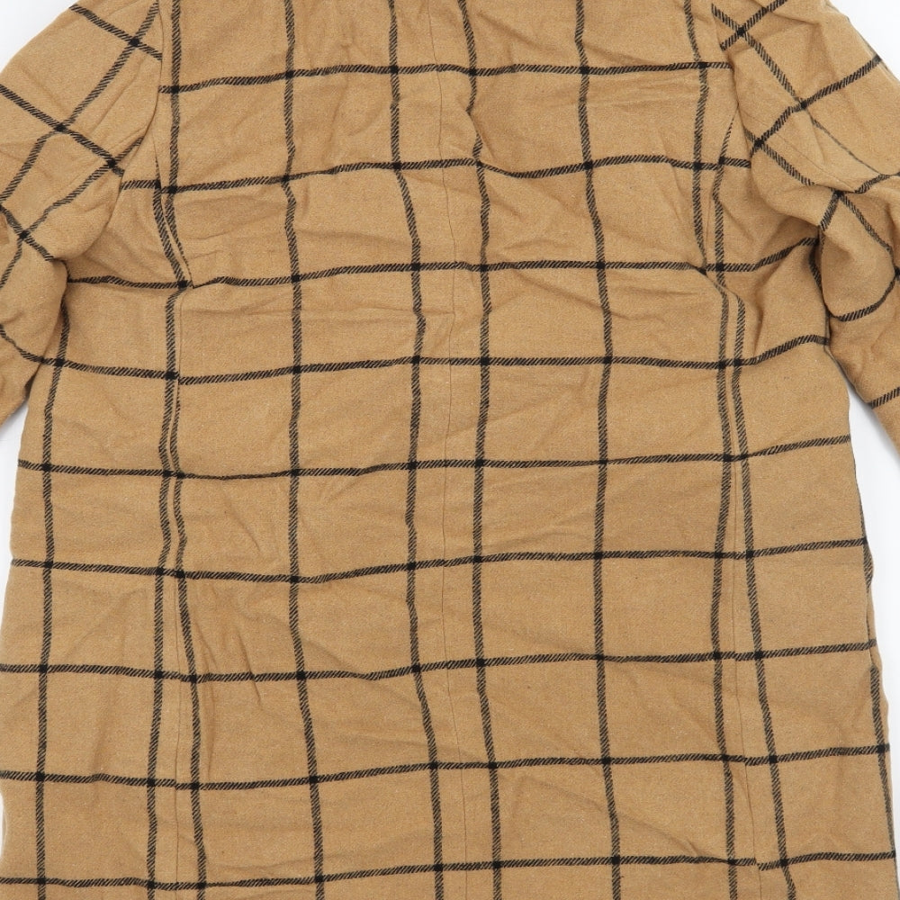 New Look Womens Beige Check Jacket Coat Size 10