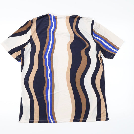 Damart Womens Brown Striped Basic T-Shirt Size 14