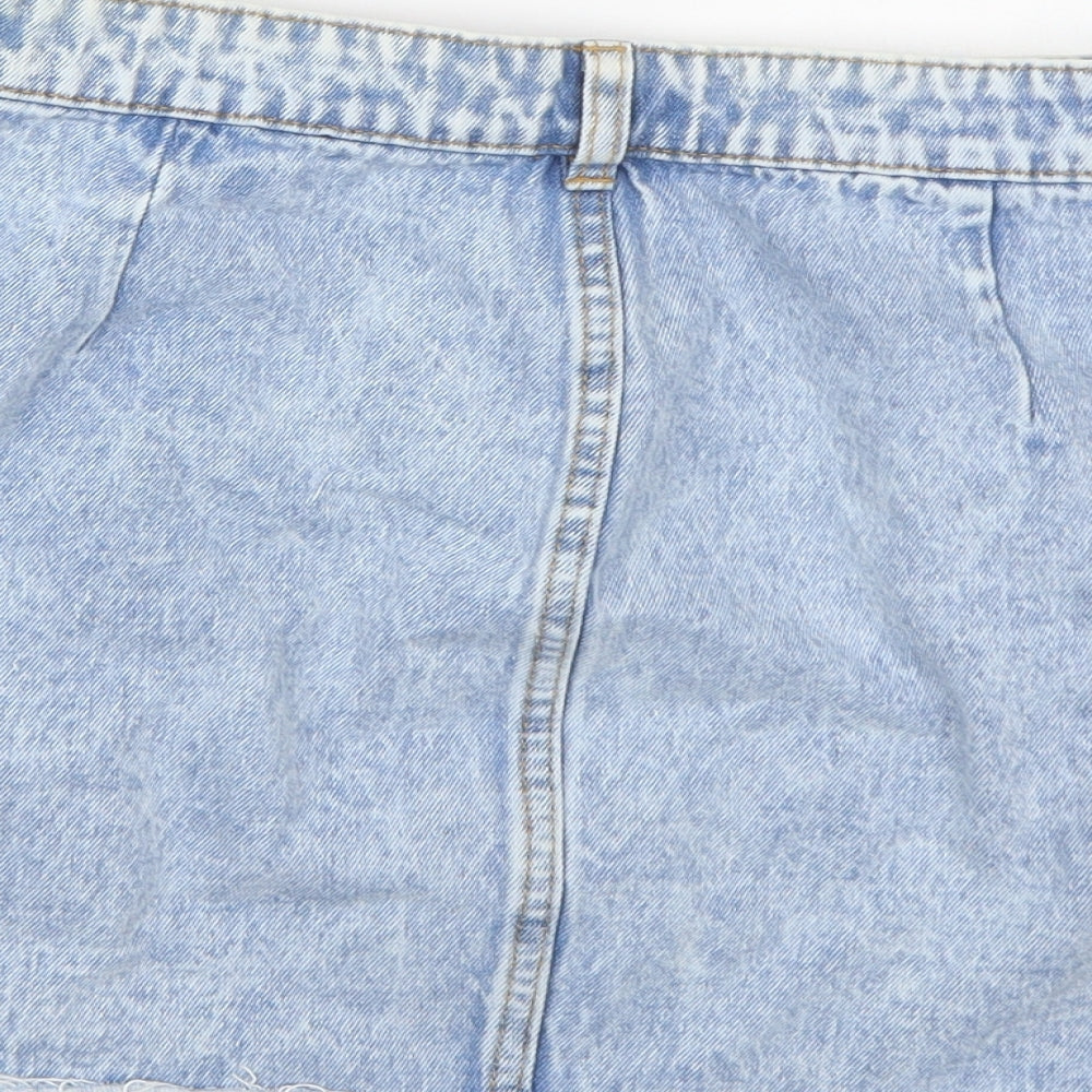 Pull&Bear Womens Blue Denim A-Line Skirt Size L