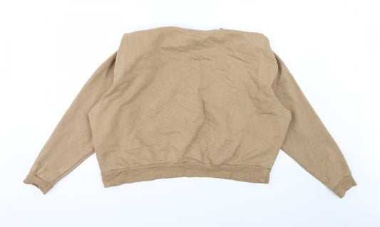 H&M Womens Brown Jersey Pullover Sweatshirt Size XL - Padded Shoulders