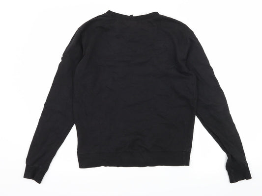 H&M Womens Black Geometric Jersey Pullover Sweatshirt Size S - Creep