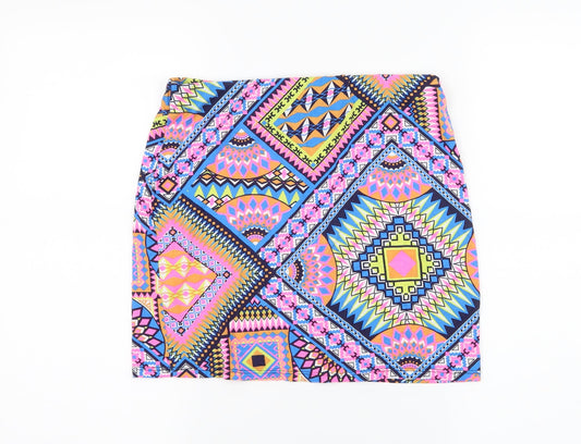 Atmosphere Womens Multicoloured Geometric Jersey A-Line Skirt Size 10