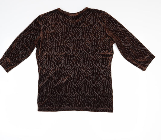 Ness Womens Brown Basic T-Shirt Size L