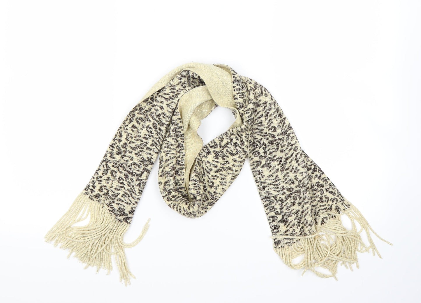 Preworn Womens Gold Animal Print Scarf