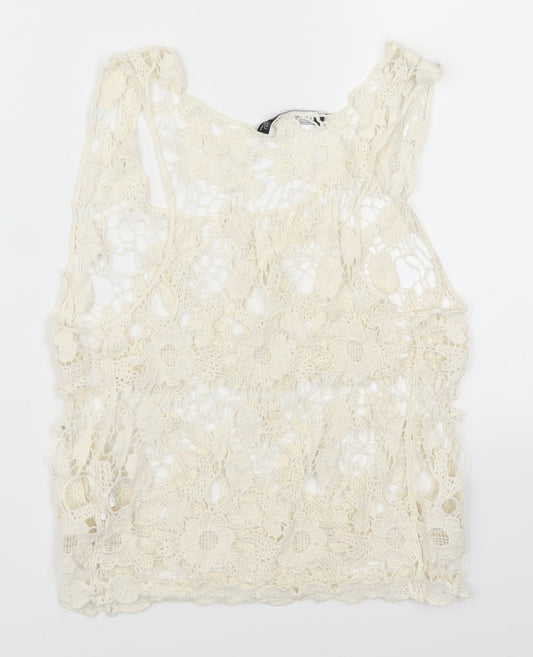 Womens UK Size XS Atmosphere Beige Basic Tank